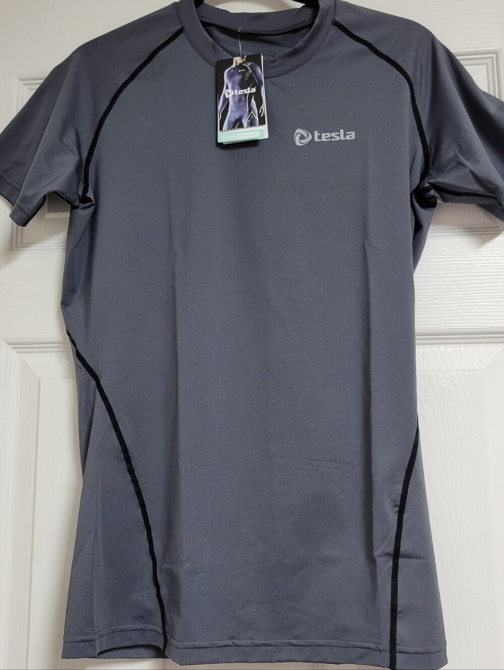 Tesla NWT Short-Sleeve Performance Tee - Charcoal Size Large.